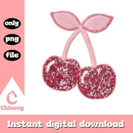 Glitter cherry valentine crochet png, cherry valentine​​ png