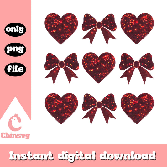 Glitter coquette bow valentine png, valentines bow​​​​​ png
