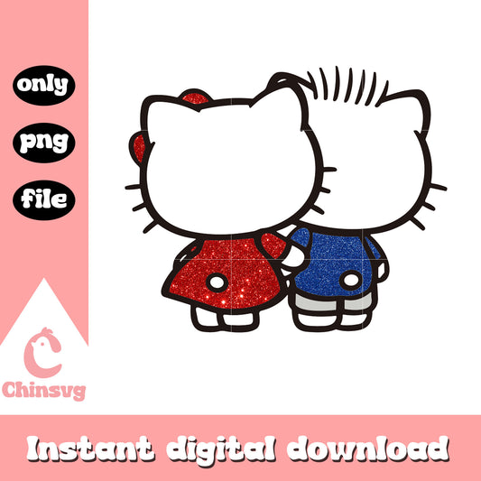 Glitter couple kitty valentine png, hello kitty valentine​​​ png