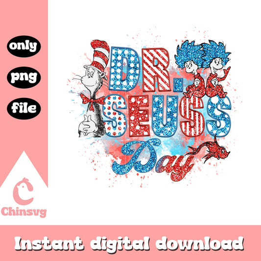 Glitter dr seuss day png, dr seuss cast png, cartoon png