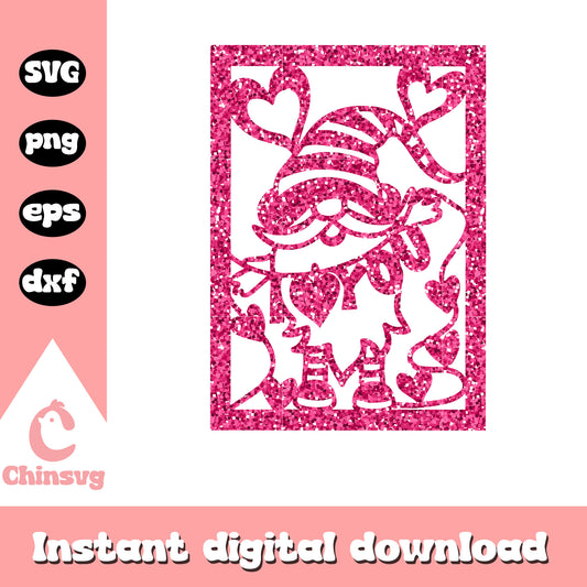 Glitter gnome I love you svg, I love you svg, valentine day svg