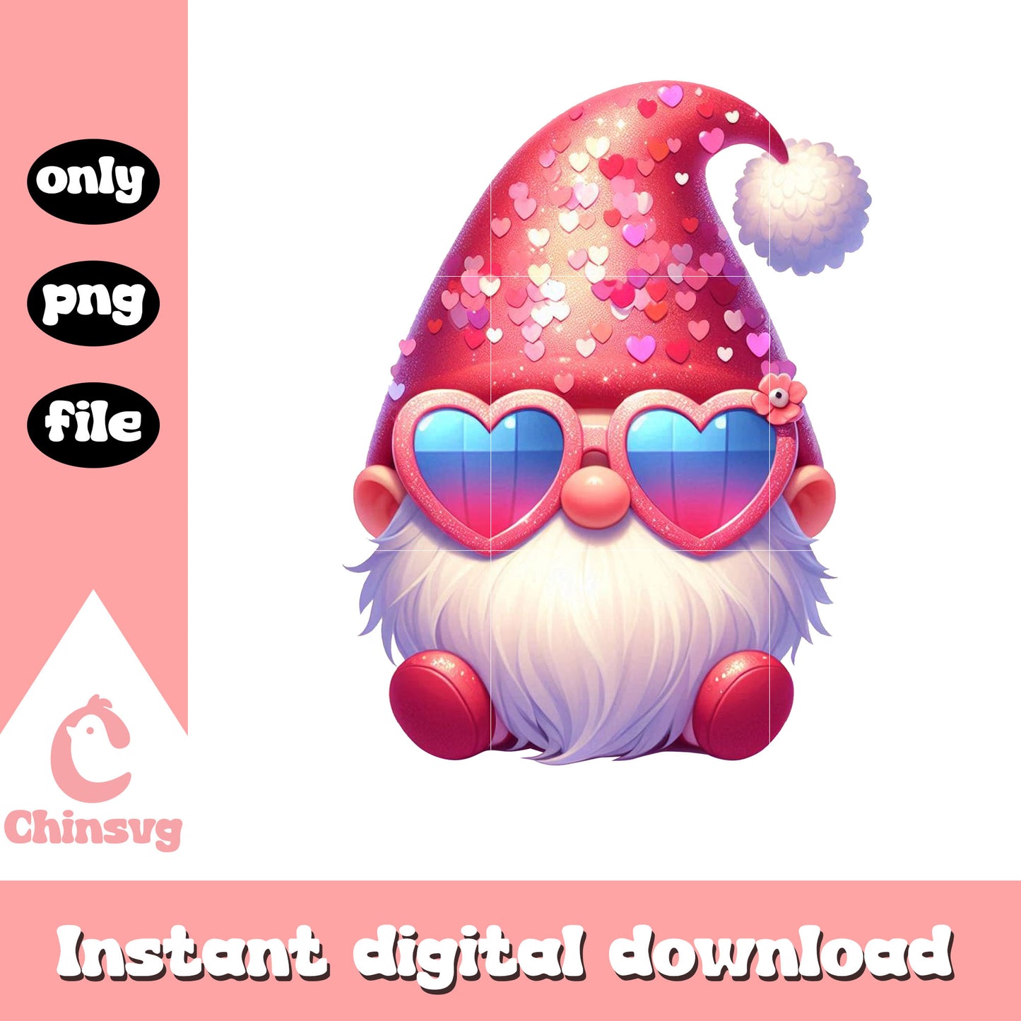 Glitter gnomes glasses christmas png, christmas gnome png