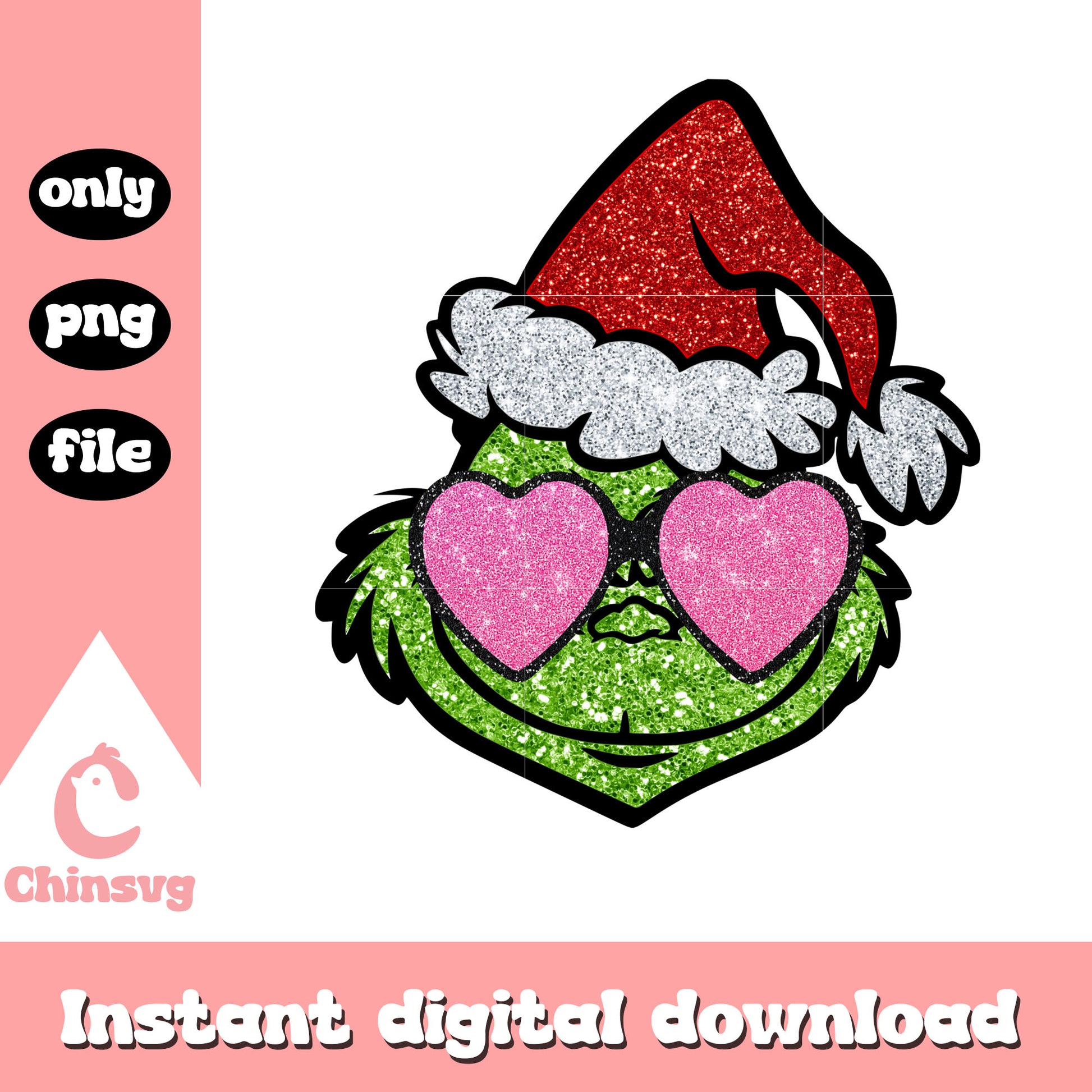 Glitter grinch santa hat design png, christmas hat  png, grinch png