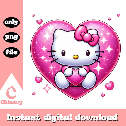 Glitter heart hello kitty character png, happy valentine's day png