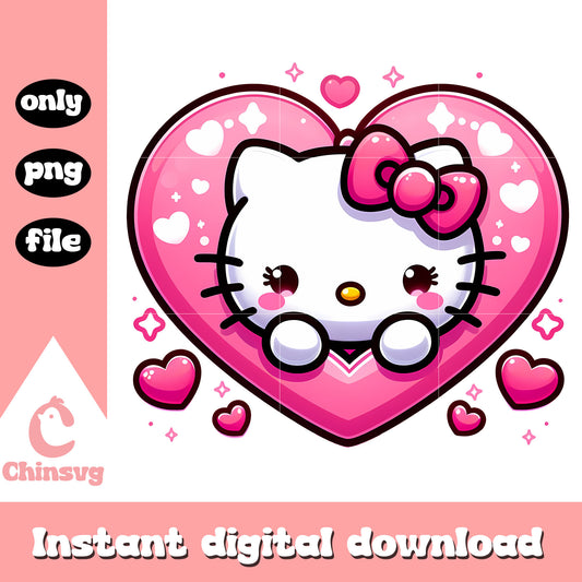 Glitter heart hello kitty head png, valentines day png