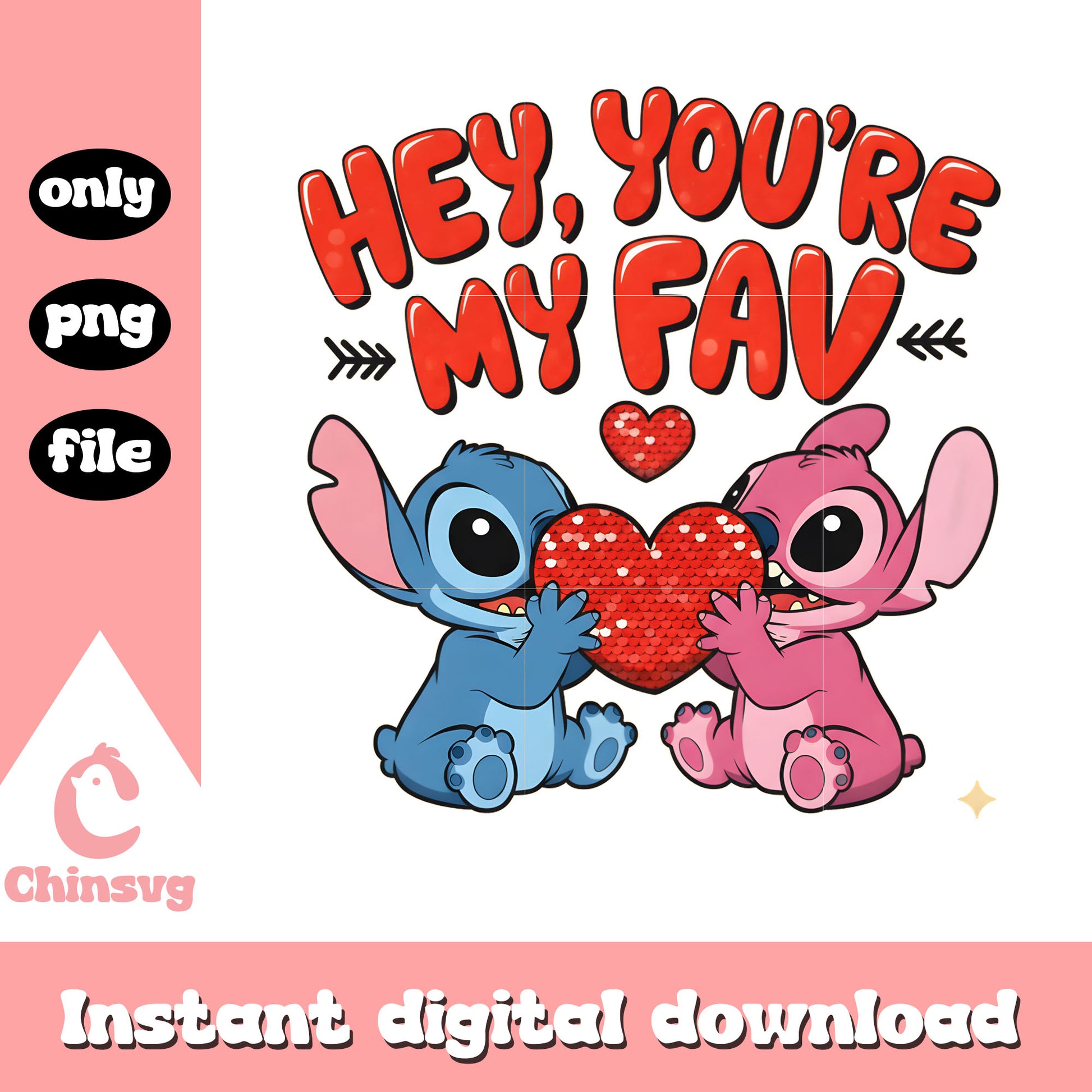 Glitter hearts couple valentine png, valentines day stitch​​​​ png