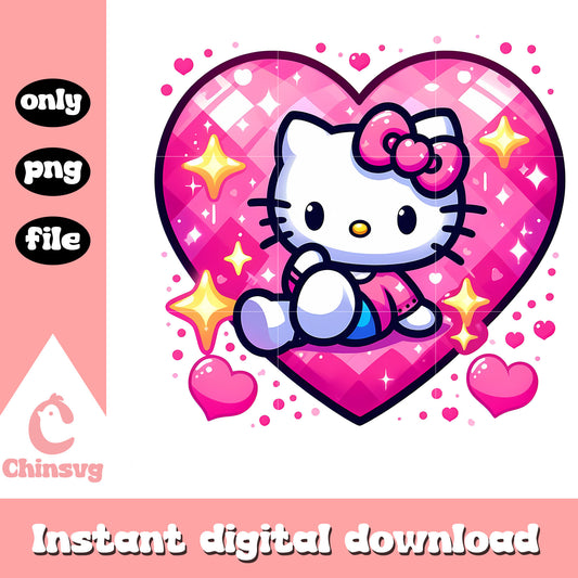 Glitter hello kitty heart shape png, valentines day png