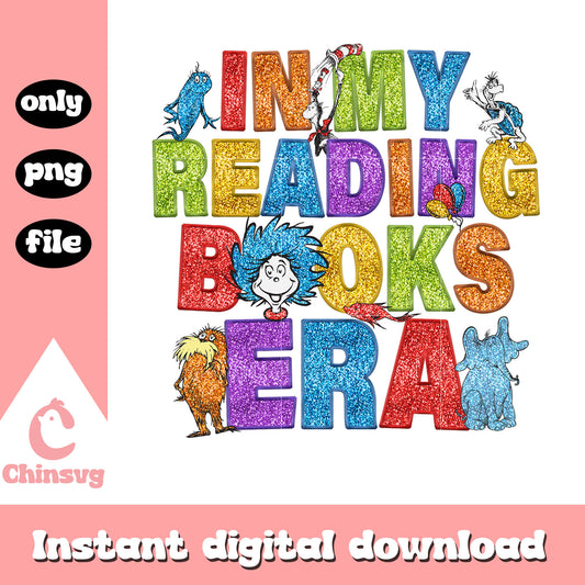 Glitter in my reading book era png, dr seuss png, font png