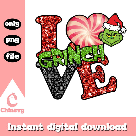 Glitter love grinch design png, images of the grinch png