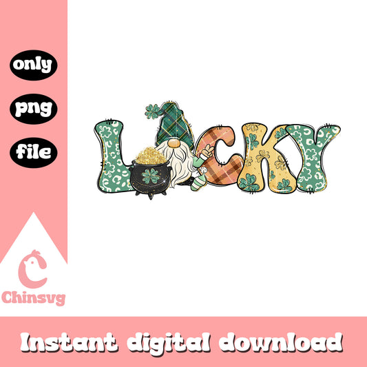 Glitter lucky gnome patrick day png, st patrick's day decorations png