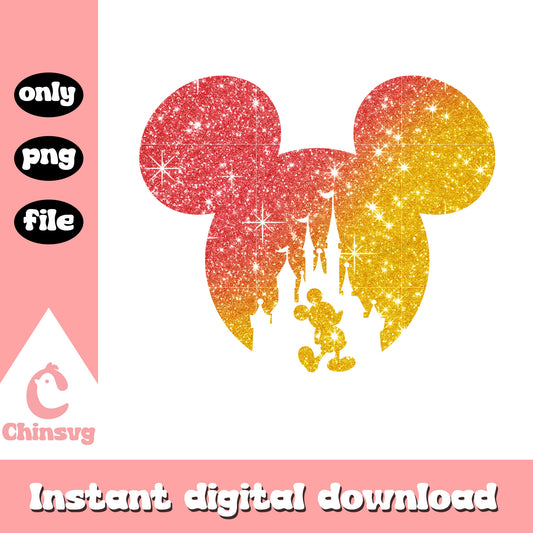 Glitter mickey head design png, mickey head png, disney png