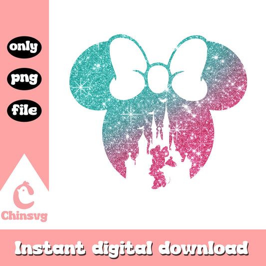 Glitter minnie head design png, minnie head png, disney png