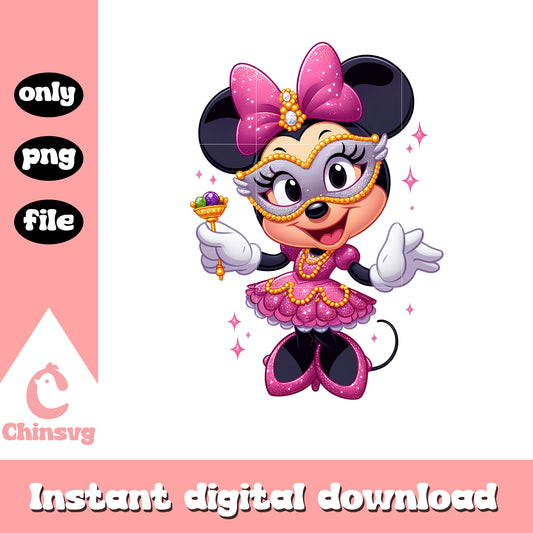 Glitter minnie mardi gras outfit png, minnie mouse outfits png