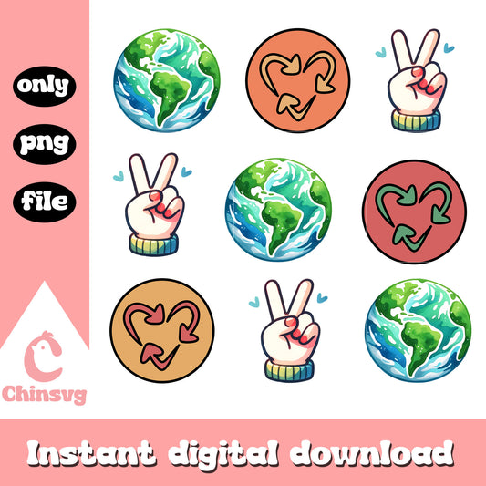 Global earth peace symbol designz png, earth day crafts png