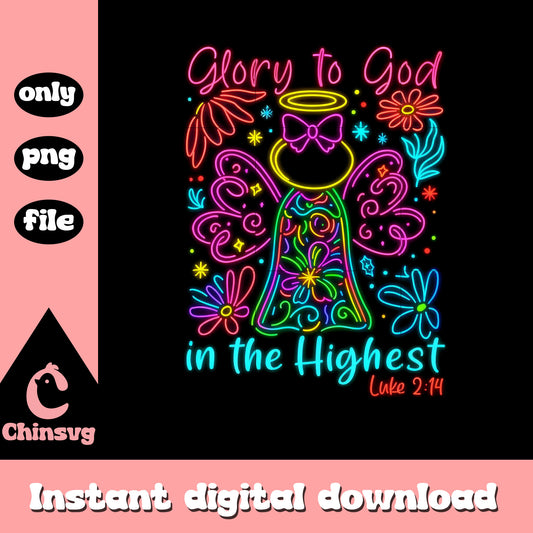Glory to god in the highest quote neon png, christmas funny png