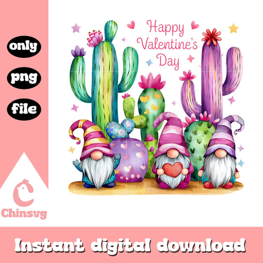 Gnome and cactus happy valentine's day png, gnome png, cactus png