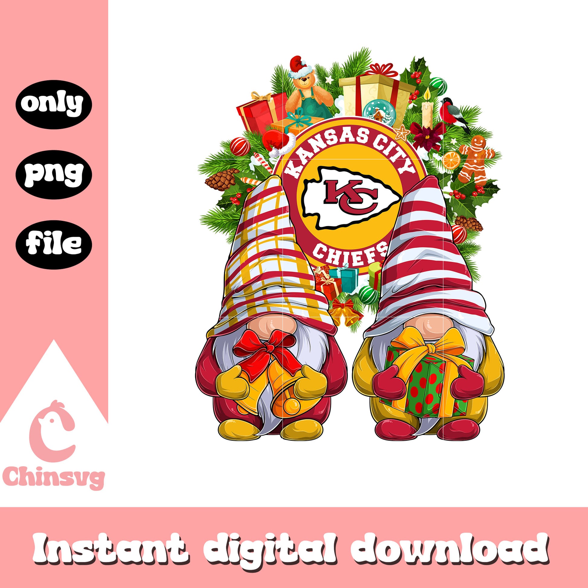 Gnome christmas city chiefs png, nfl kansas city chiefs png