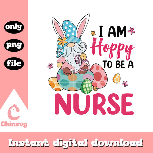 Gnome i am hoppy to be a nusre easter png, easter gnome png