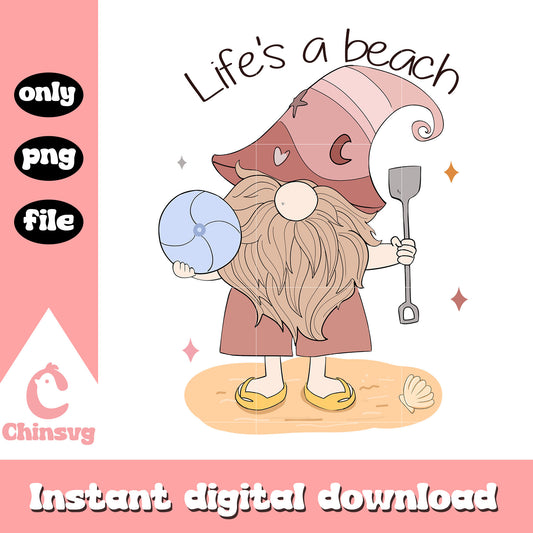 Gnome life's a beach design png, beach gnomes​ png, summer vibes png