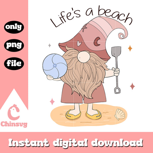 Gnome life's a beach png, gnome png, days till summer png