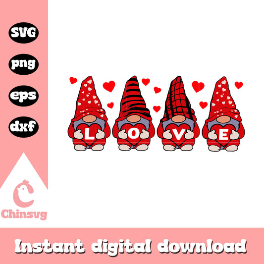 Gnomes love valentine design svg, valentine gnomes​ svg