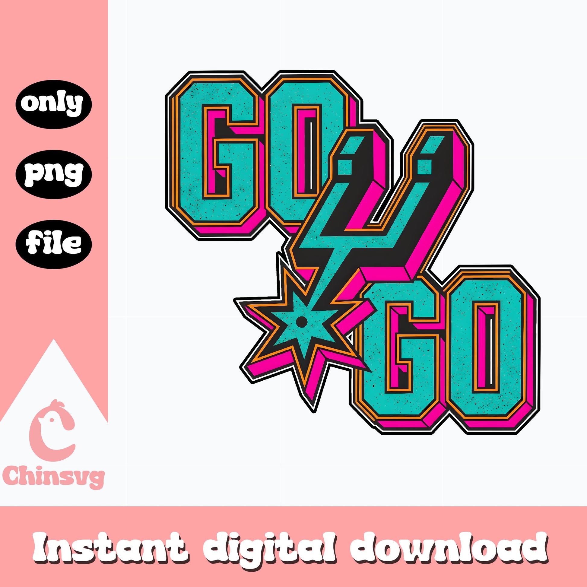 Go Go Retro Varsity Letter PNG, Cheer Spirit PNG, Game Day PNG