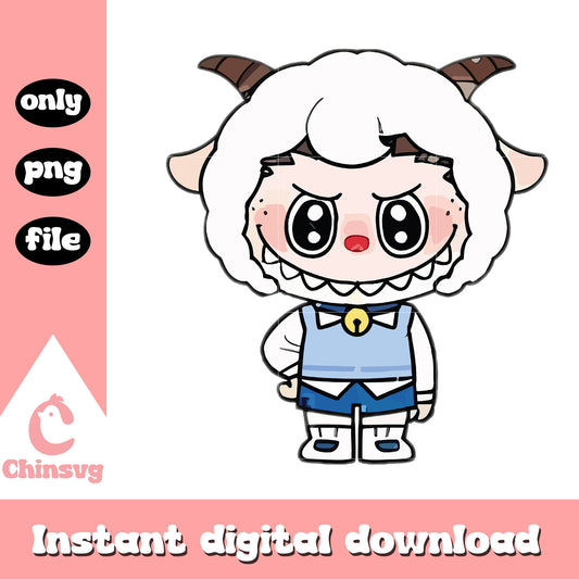 Goat labubu cute doll design png, labubu the monsters png
