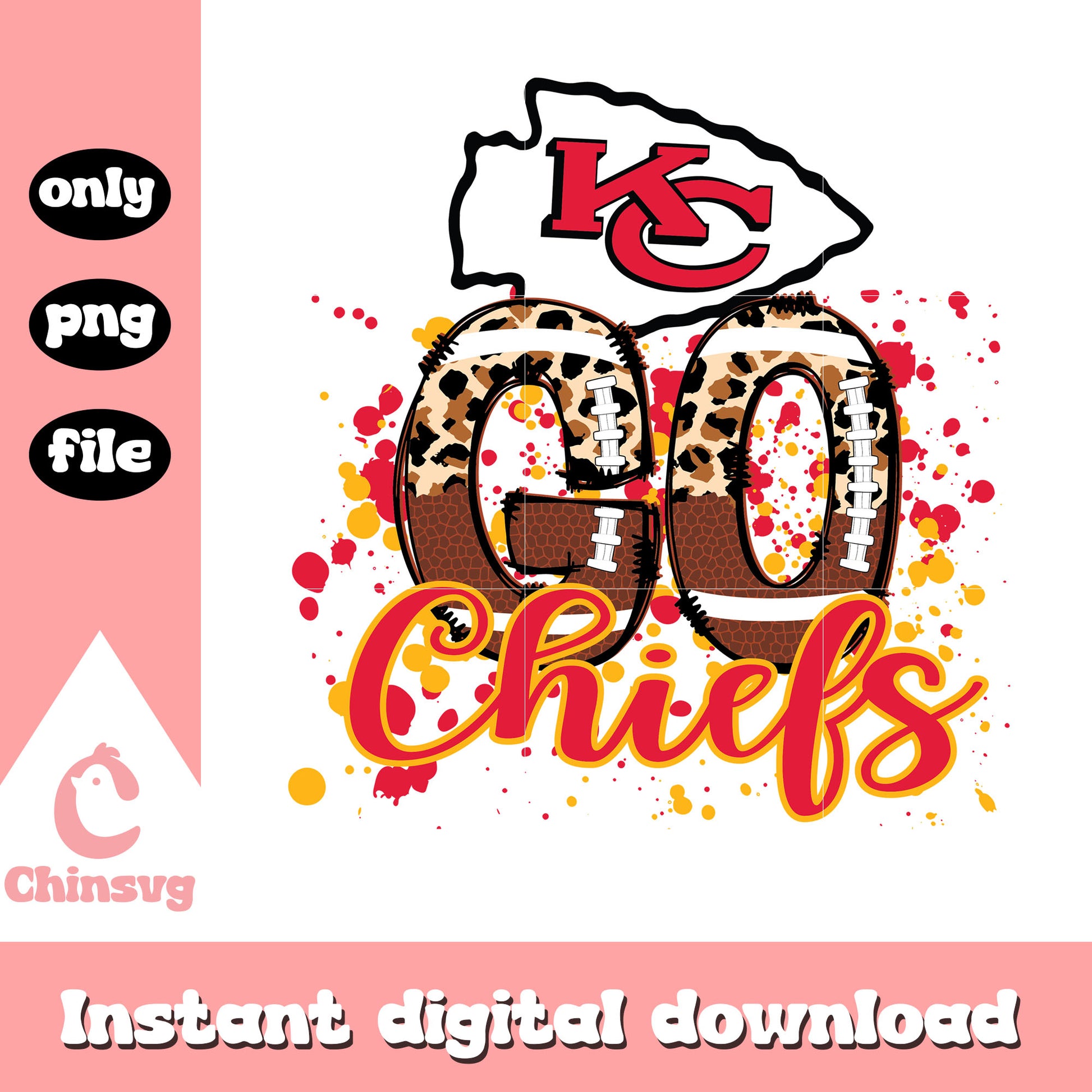 Go chiefs leopard pattern design svg, nfl teams logos svg