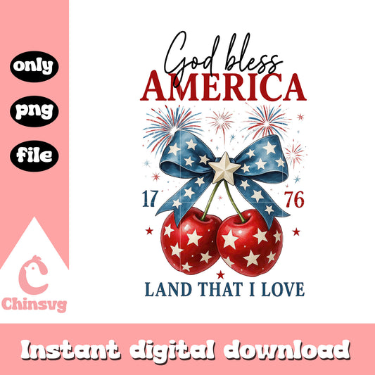 God bless 1776 cherry america design png, red white and blue png
