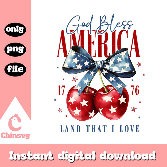 God bless america 1776 cherry design png, 4th of july png 