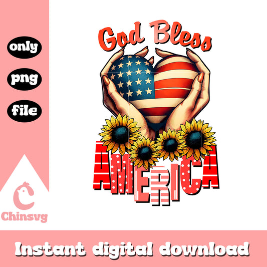God bless america heart hand png, america sunflower png