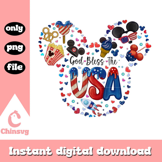 God bless the usa mickey mouse png, mickey mouse freedom day png