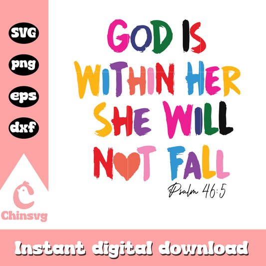 God is within her she will not fall svg, font design svg