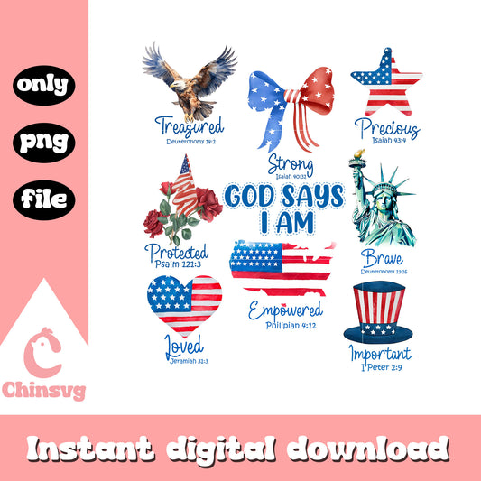 God says i am us independence day png, the 4th of july png