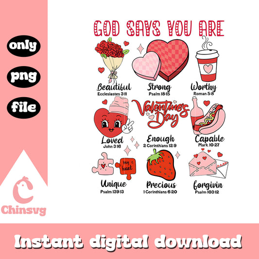 God says you are valentine day png, happy valentine's day png