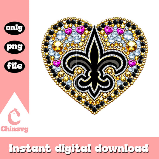 Gold diamon heart saints png, new orleans saints news​​ png