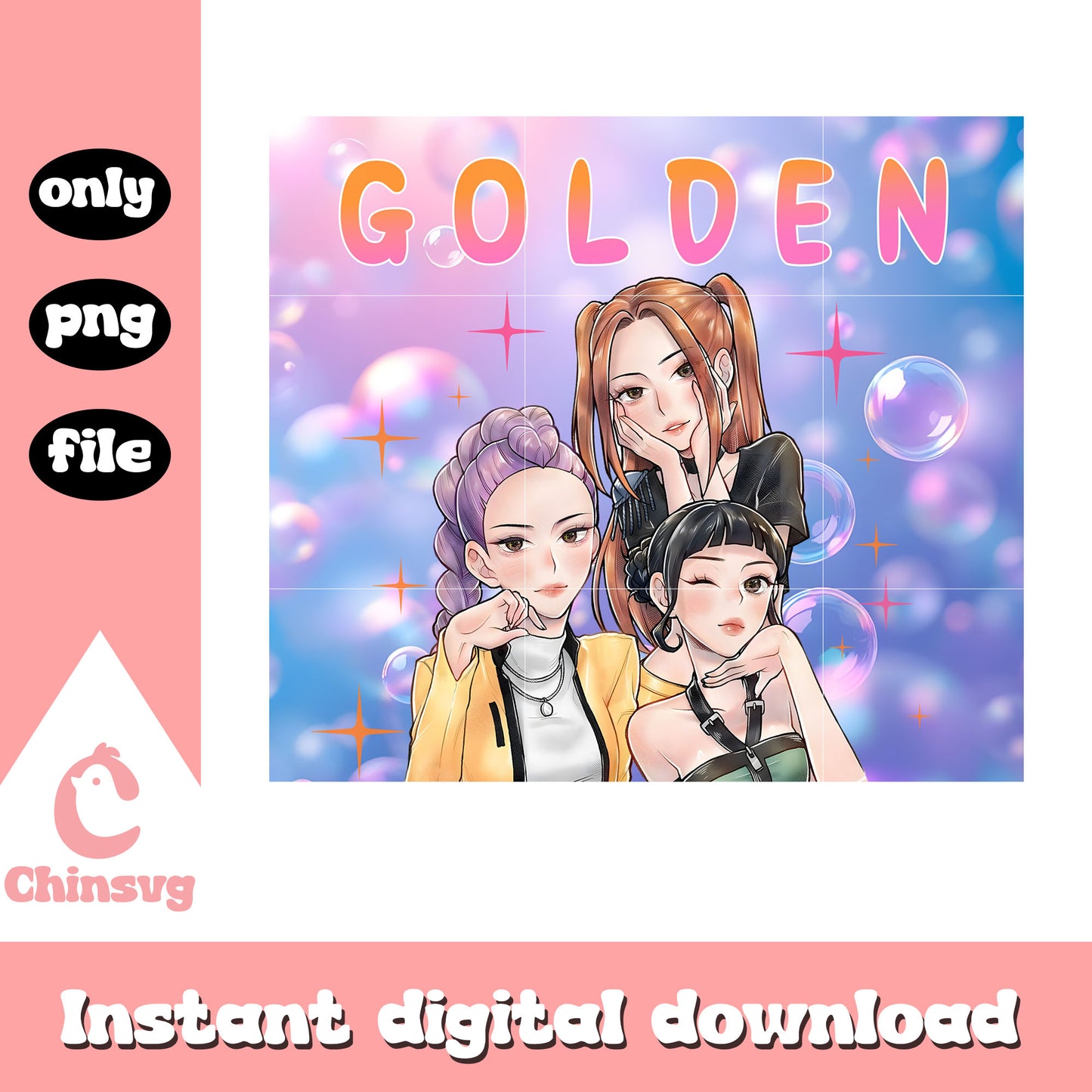 Golden huntrix song design png, huntrix kpop group png