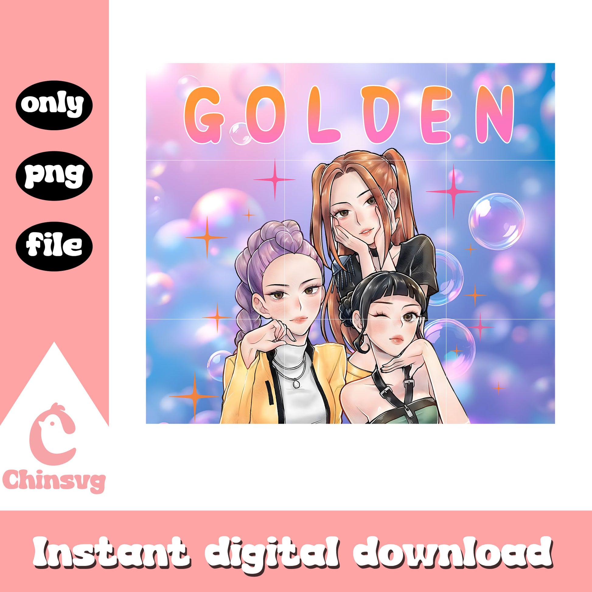 Golden huntrix song design png, huntrix kpop group png