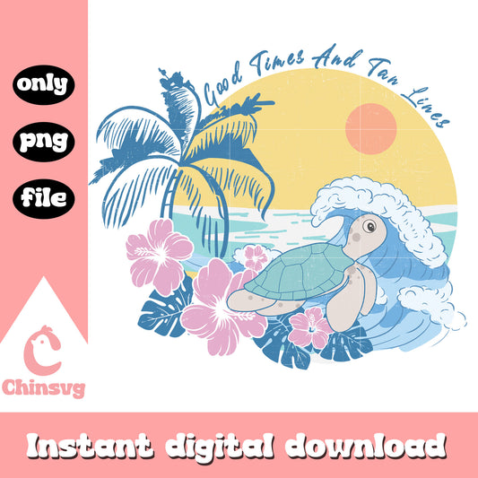 Good times and tan lines turle design png, 500 days of summer png