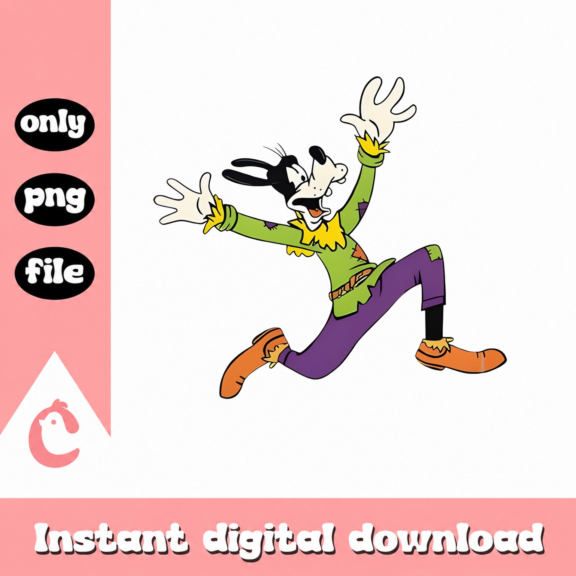 Goofy Disney Character PNG, Cartoon Clipart, Instant Download PNG