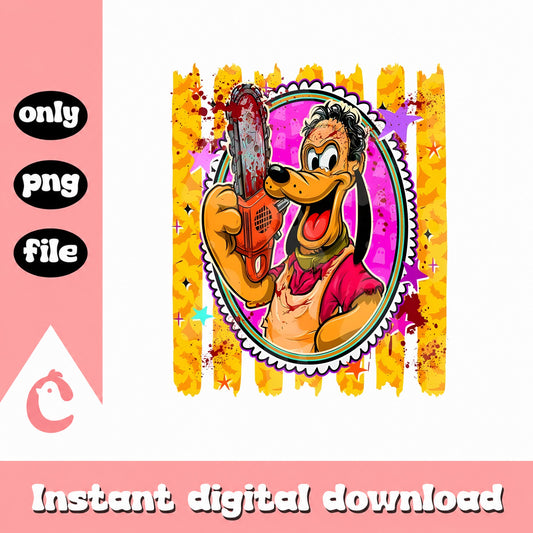 Goofy Horror Chainsaw PNG, Disney Halloween PNG, Retro PNG