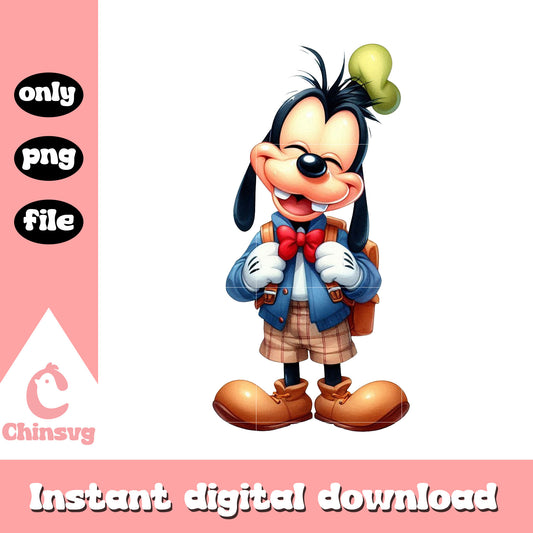 Goofy character go to school png, old school cartoons png