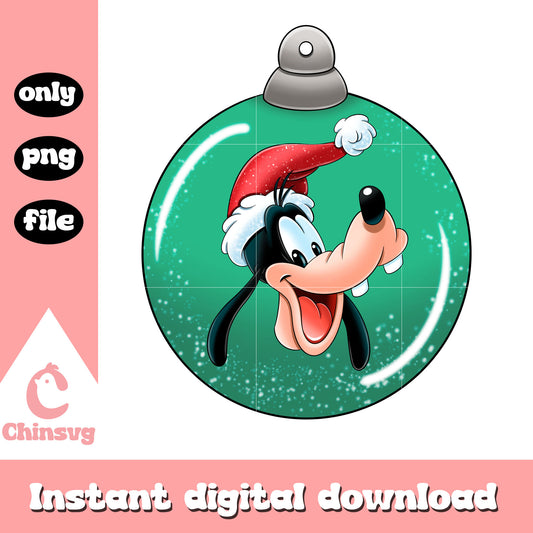 Goofy christmas ball design png, disney mickey mouse christmas png