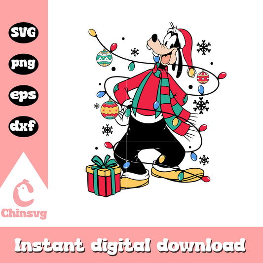 Goofy christmas lights decor design svg, goofy dog svg