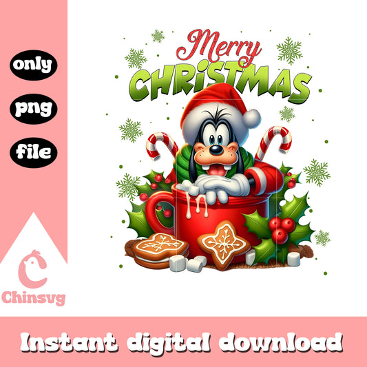 Goofy coffee mug merry christmas png, goofy dog png