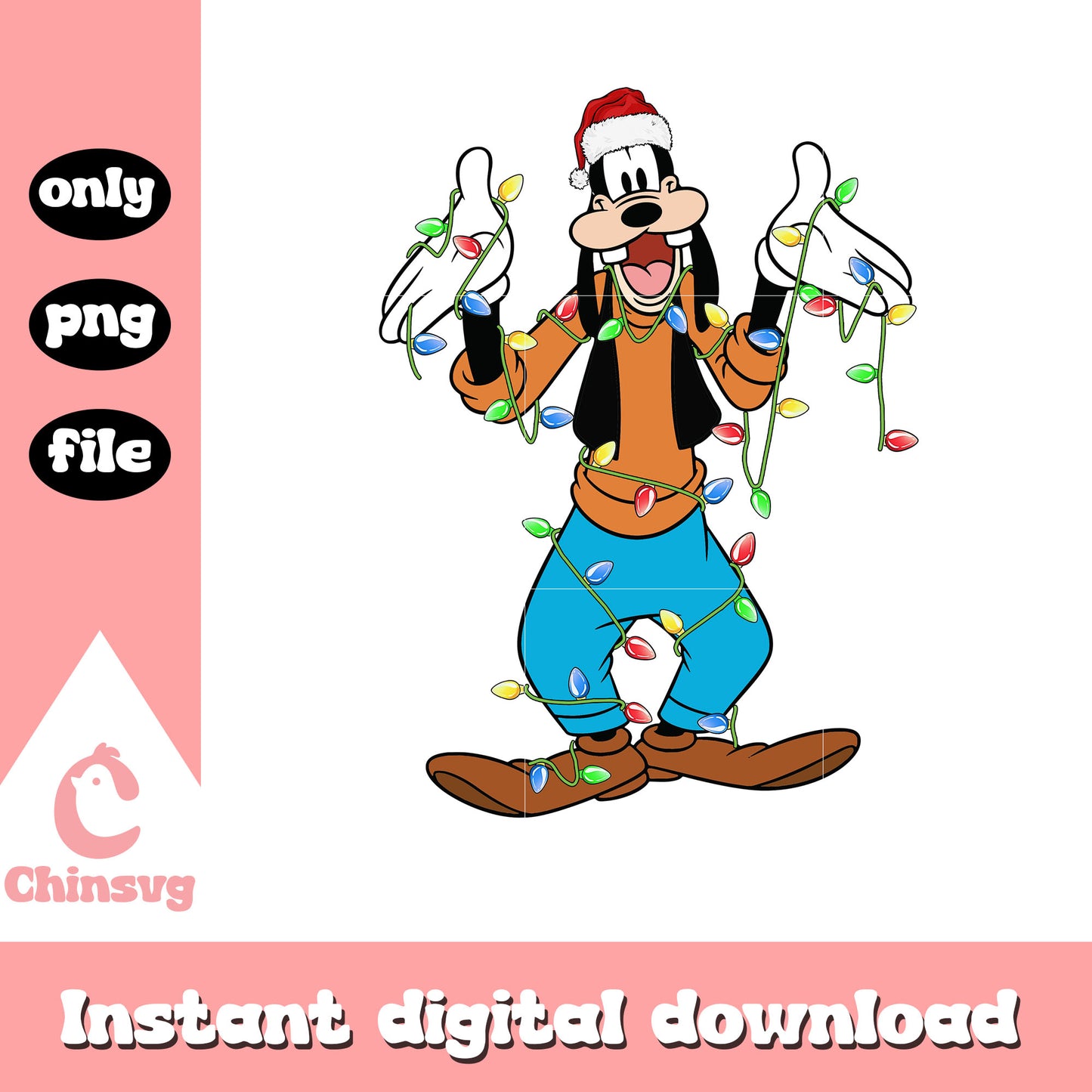 Goofy decor christmas lights design png, christmas lights png