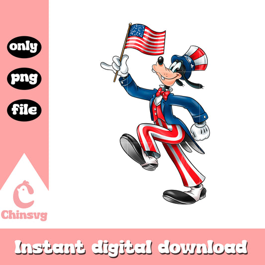 Goofy disney dog america flag png, Goofy disney dog patriotic png