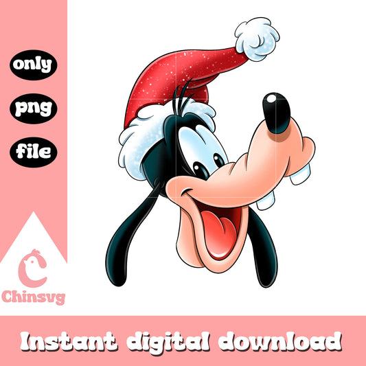 Goofy disney head christmas design png, goofy merry christmas png