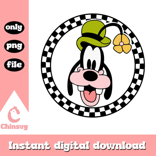 Goofy dog cirle checked pattern png, goofy character png