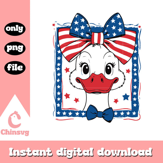 Goose 4th of july coquette bow design png, 4th of july usa png